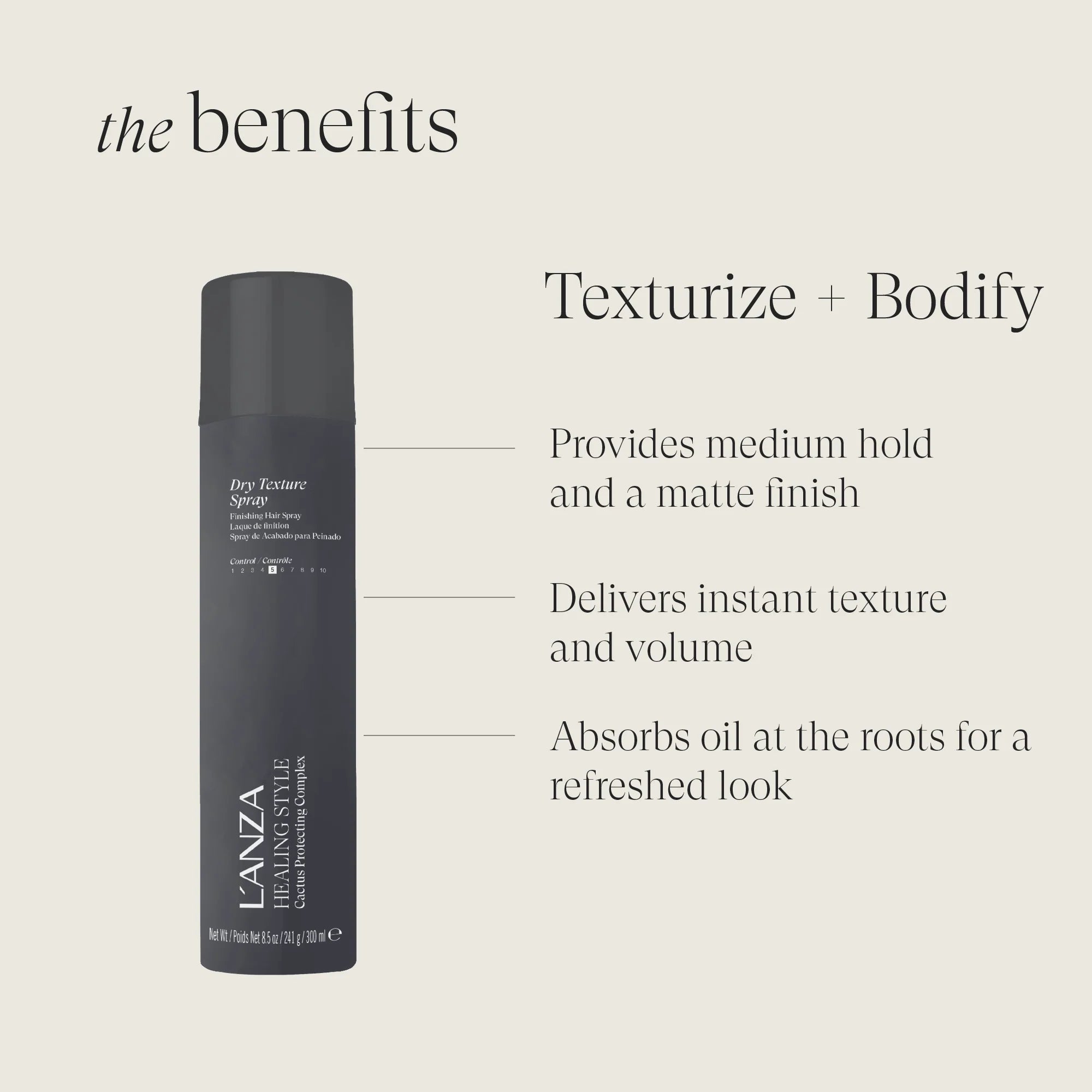 L'ANZA Healing Style Dry Texture Spray 300ml / 241g / 8.5oz – Droge Texturizing Spray voor Volume en Grip – Nieuwe Verpakking